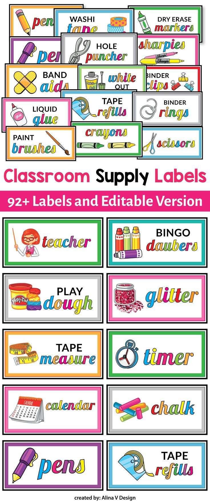 Editable Classroom Supply Labels With Pictures | Classroom with Free Printable Classroom Tray Labels