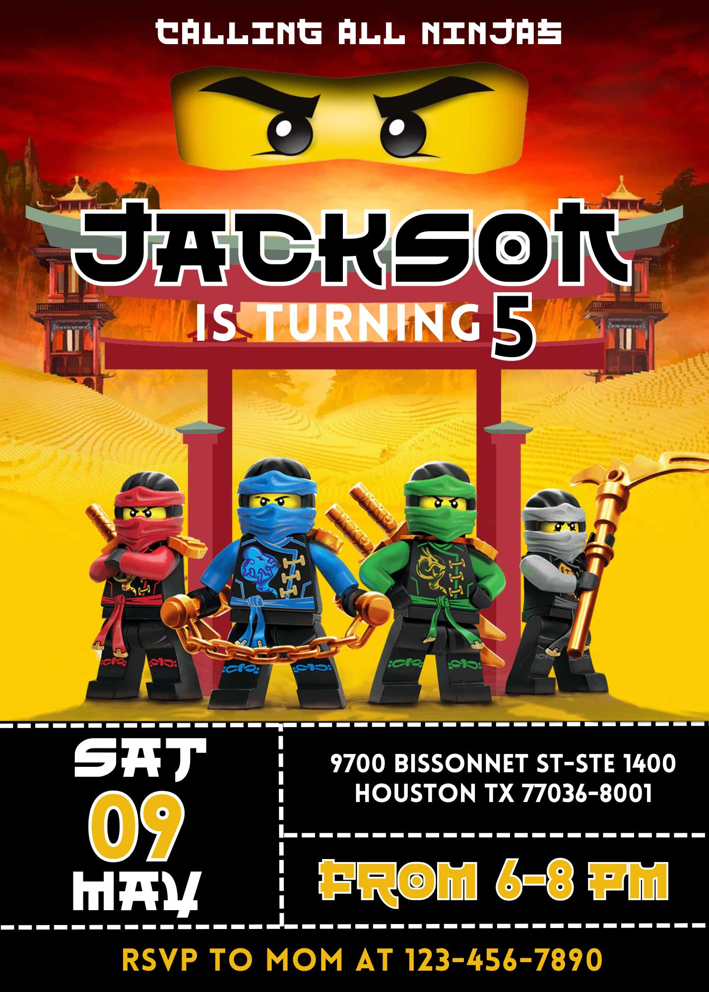 Editable Lego Ninjago Birthday Invitation Template | Awesome Invite with regard to Lego Ninjago Party Invitations Printable Free