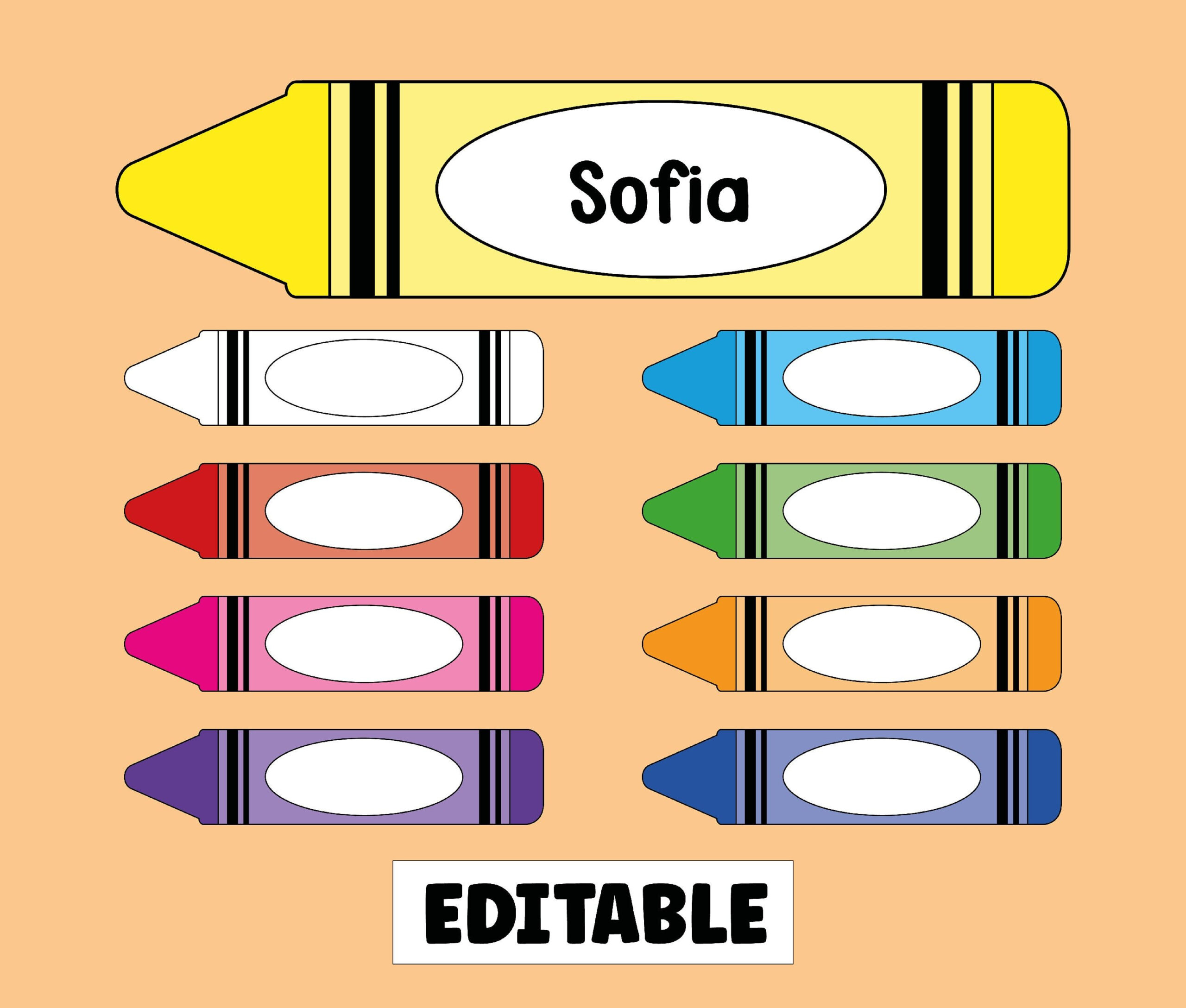 Editable Name Tags For Kids Printable Student Desk Name Plate with Free Printable Crayon Name Tags