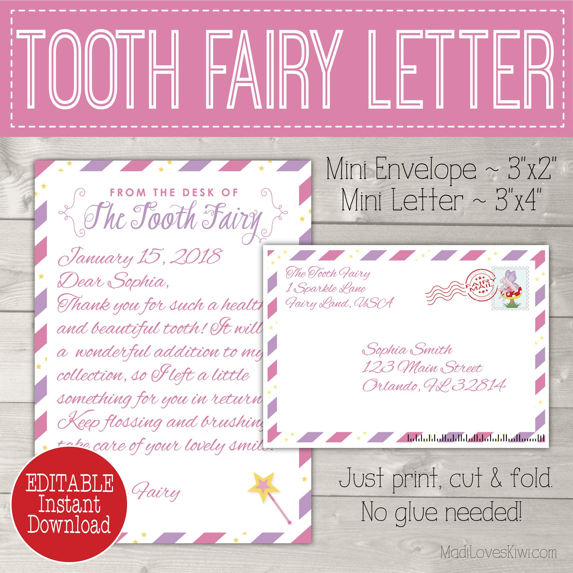 Editable Tooth Fairy Letter With Envelope | Printable Pink regarding Free Printable Tooth Fairy Letter and Envelope