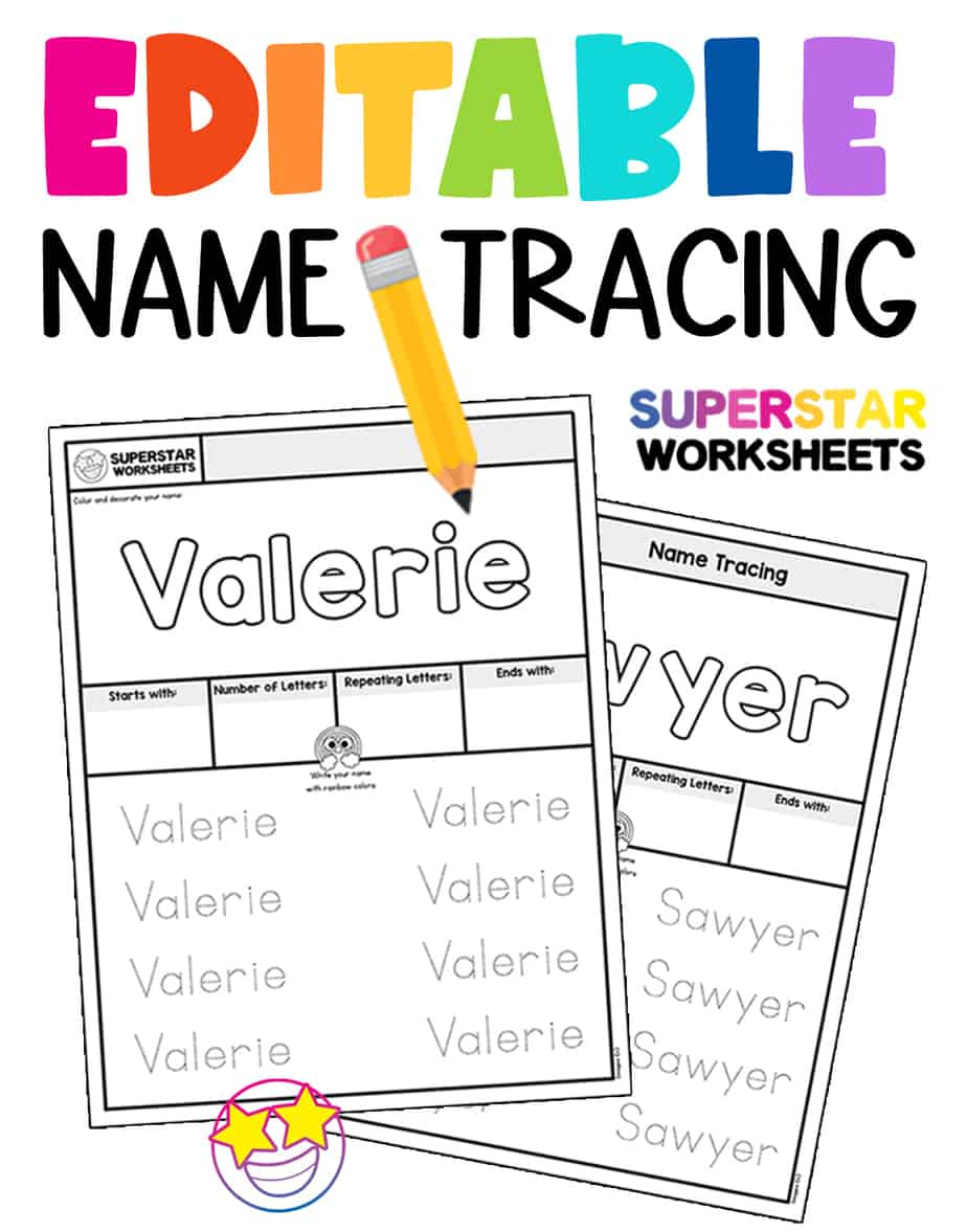 Editable Worksheets - Superstar Worksheets for Free Printable Name Writing Practice