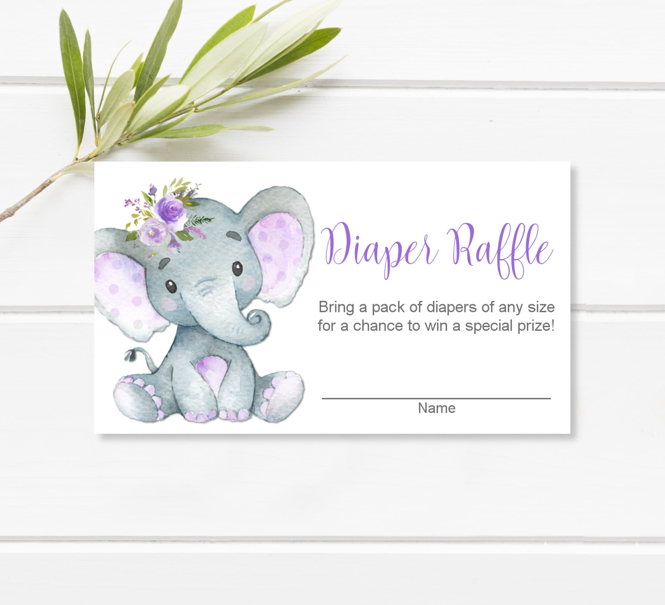 Elephant Baby Shower Diaper Raffle Tickets Printable Purple throughout Free Printable Diaper Raffle Tickets Elephant