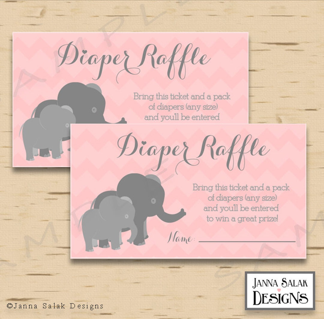 Elephant Diaper Raffle Tickets Instant Download Printable Pink And intended for Free Printable Diaper Raffle Tickets Elephant