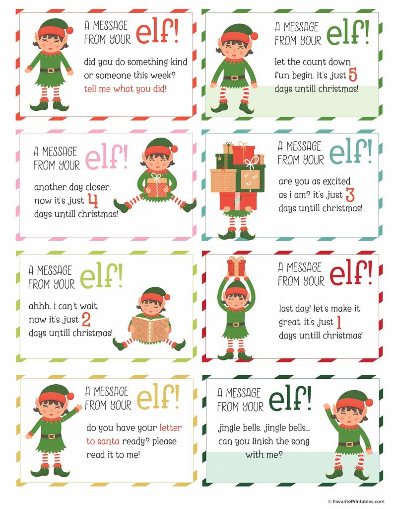 Elf On The Shelf Notes And Jokes, Free Printable Set Of 24 Cards for Free Printable Elf On The Shelf Notes