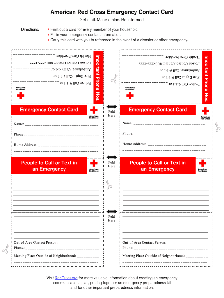 Emergency Contact Card Template - Fill Online, Printable, Fillable with regard to Free Printable Emergency Medical Card