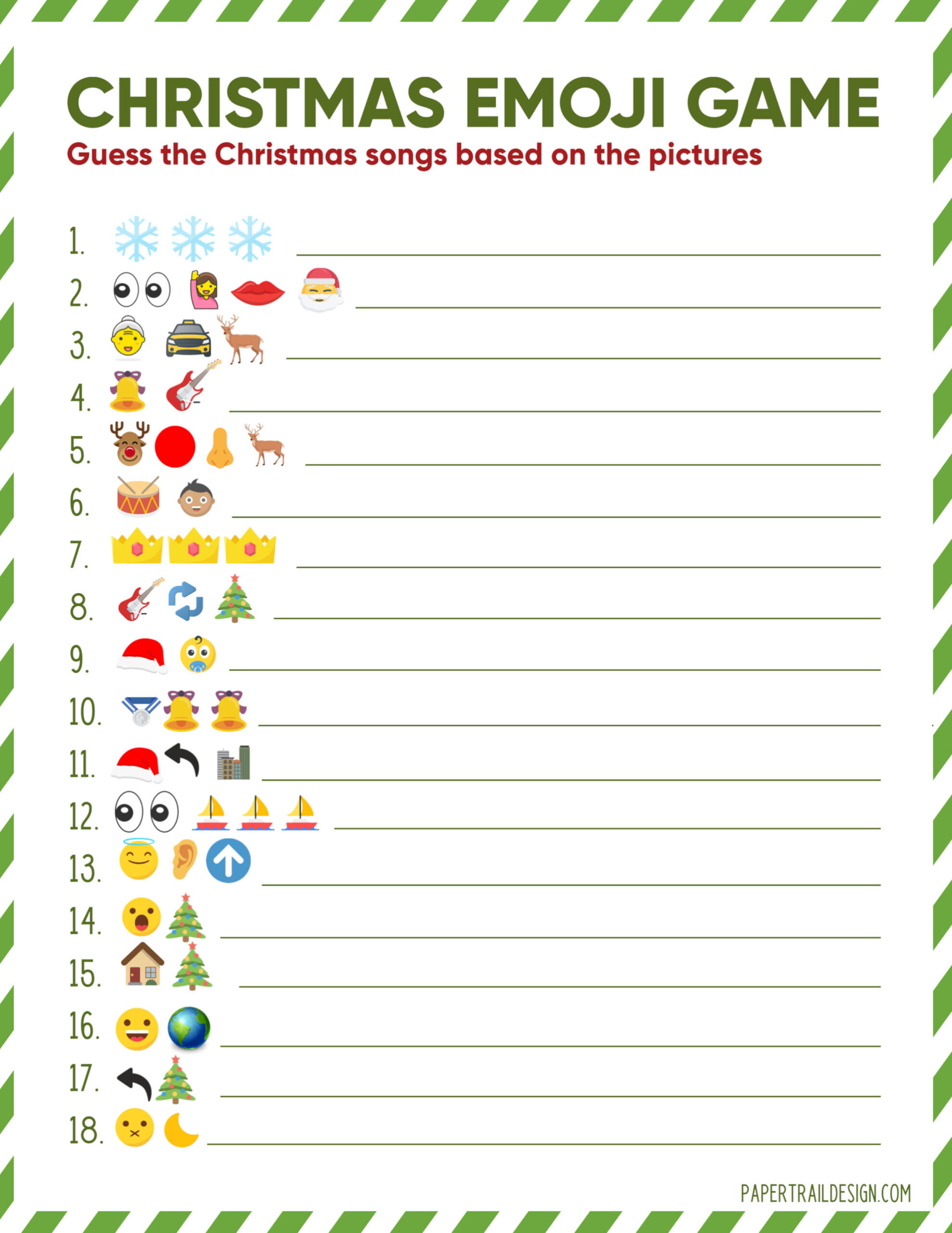 Emoji Printable Christmas Game - Paper Trail Design throughout Free Printable Christmas Song Picture Game