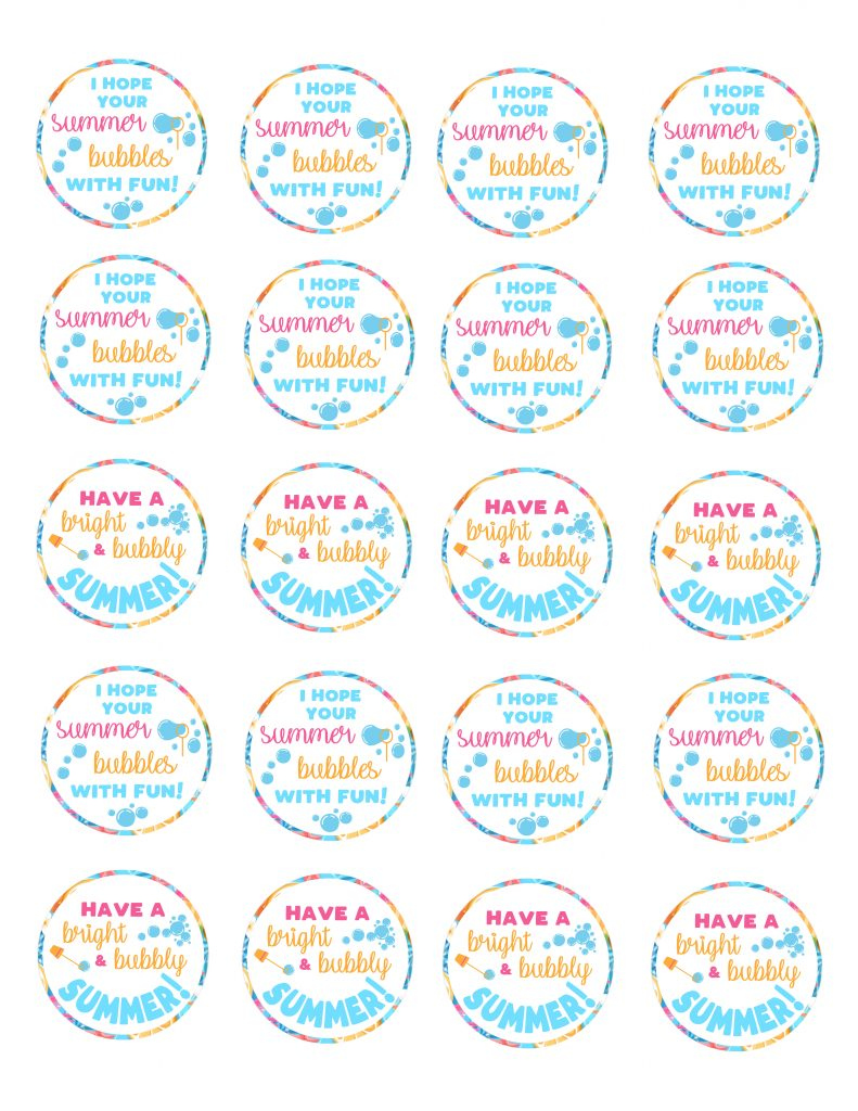 End Of School Year Summertime Bubble Gift Idea For Kids | Free throughout Free Printable Gift Tags For Bubbles
