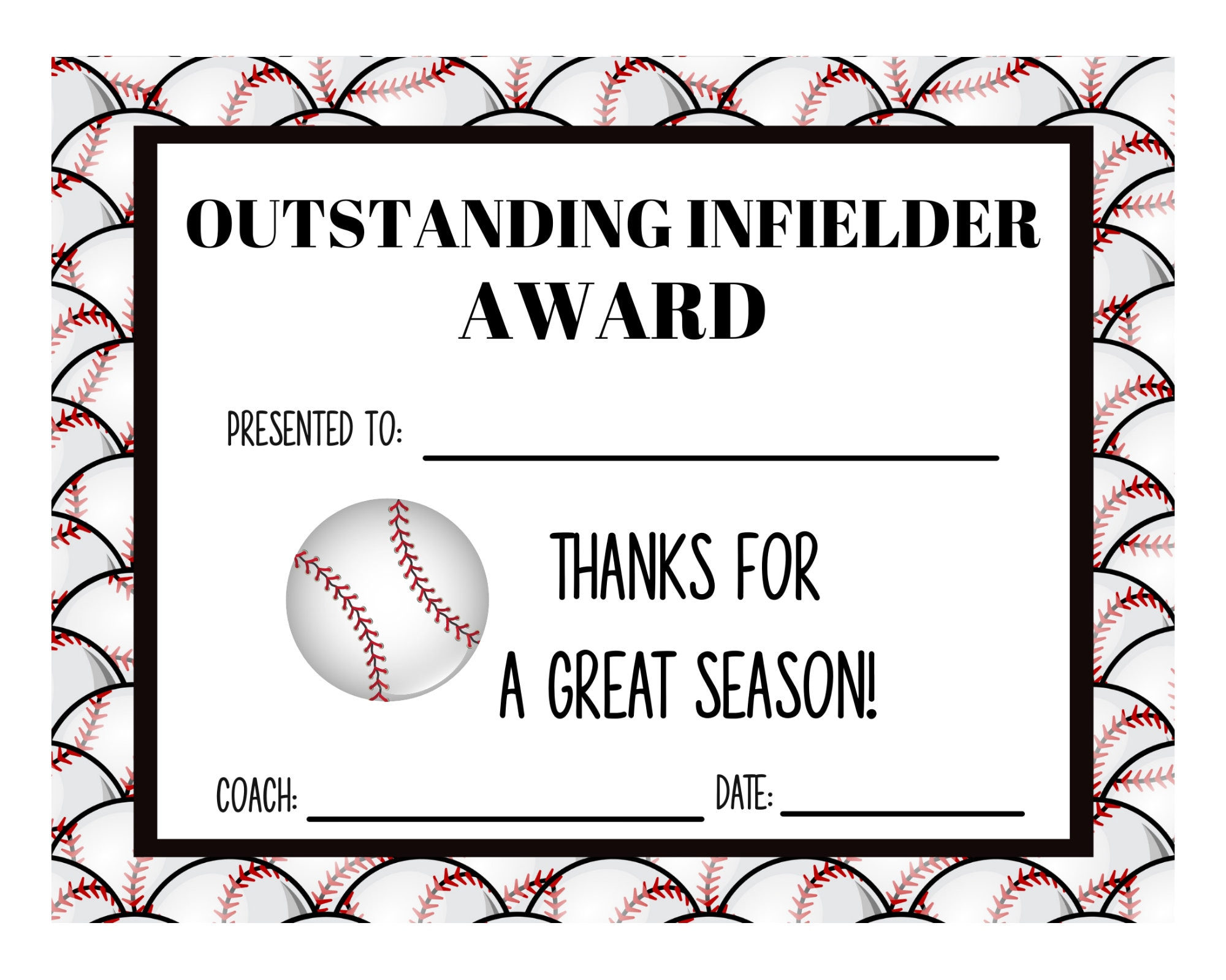 End Of Season Baseball Award Certificates 45 Baseball - Etsy Australia regarding Free Printable Baseball Certificates