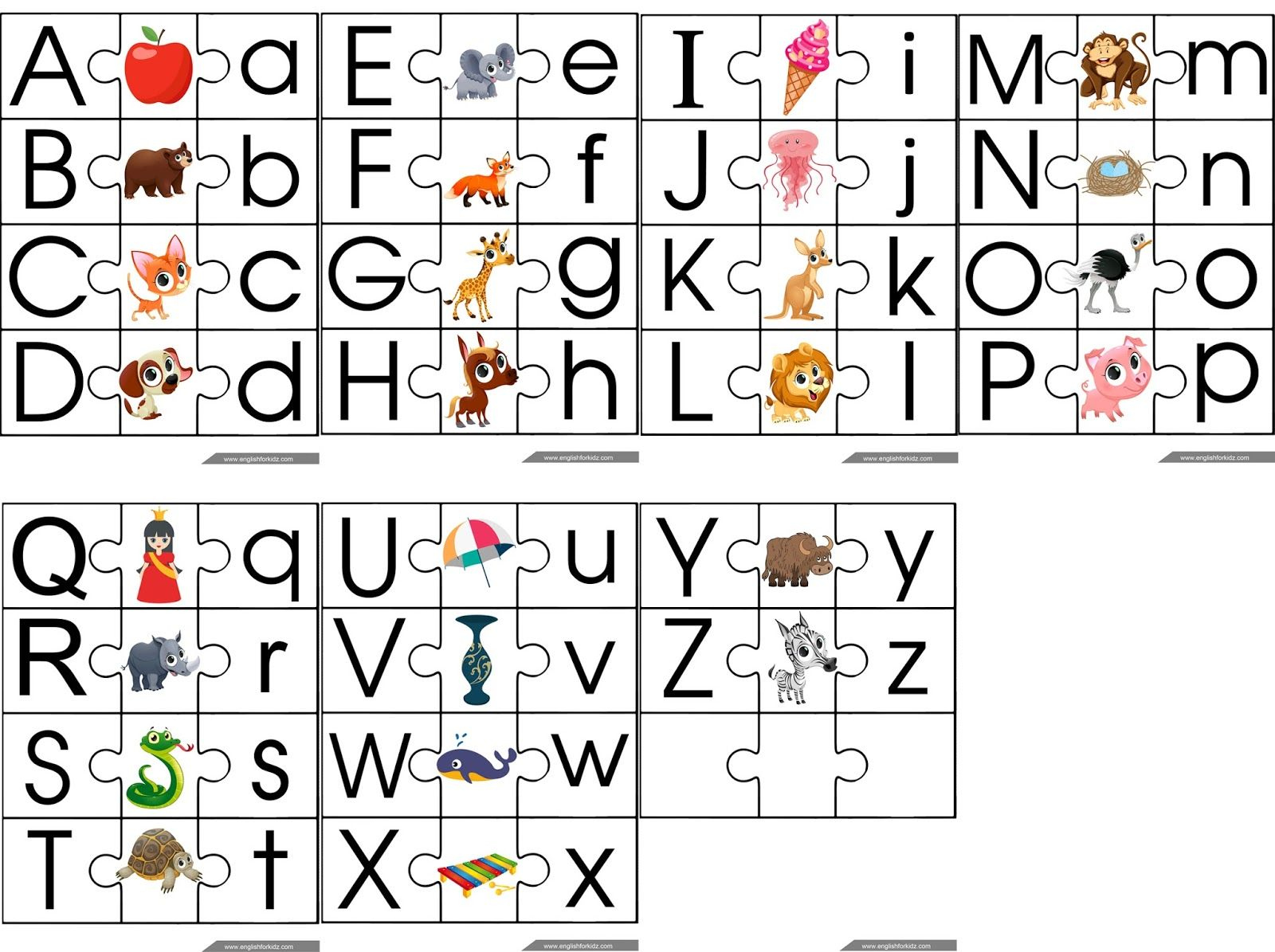 Esl Game, Printable English Alphabet Jigsaw Puzzle | Alphabet intended for Free Printable Alphabet Puzzles