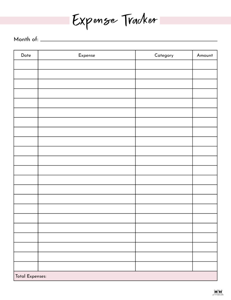 Expense Tracker Printables - 20 Free Options | Printabulls in Free Printable Finance Sheets