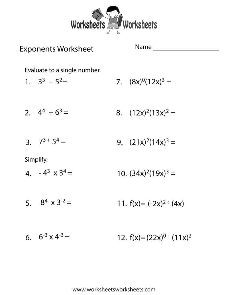 Exponents Review Worksheet | Worksheets Worksheets regarding Free Printable Exponent Worksheets