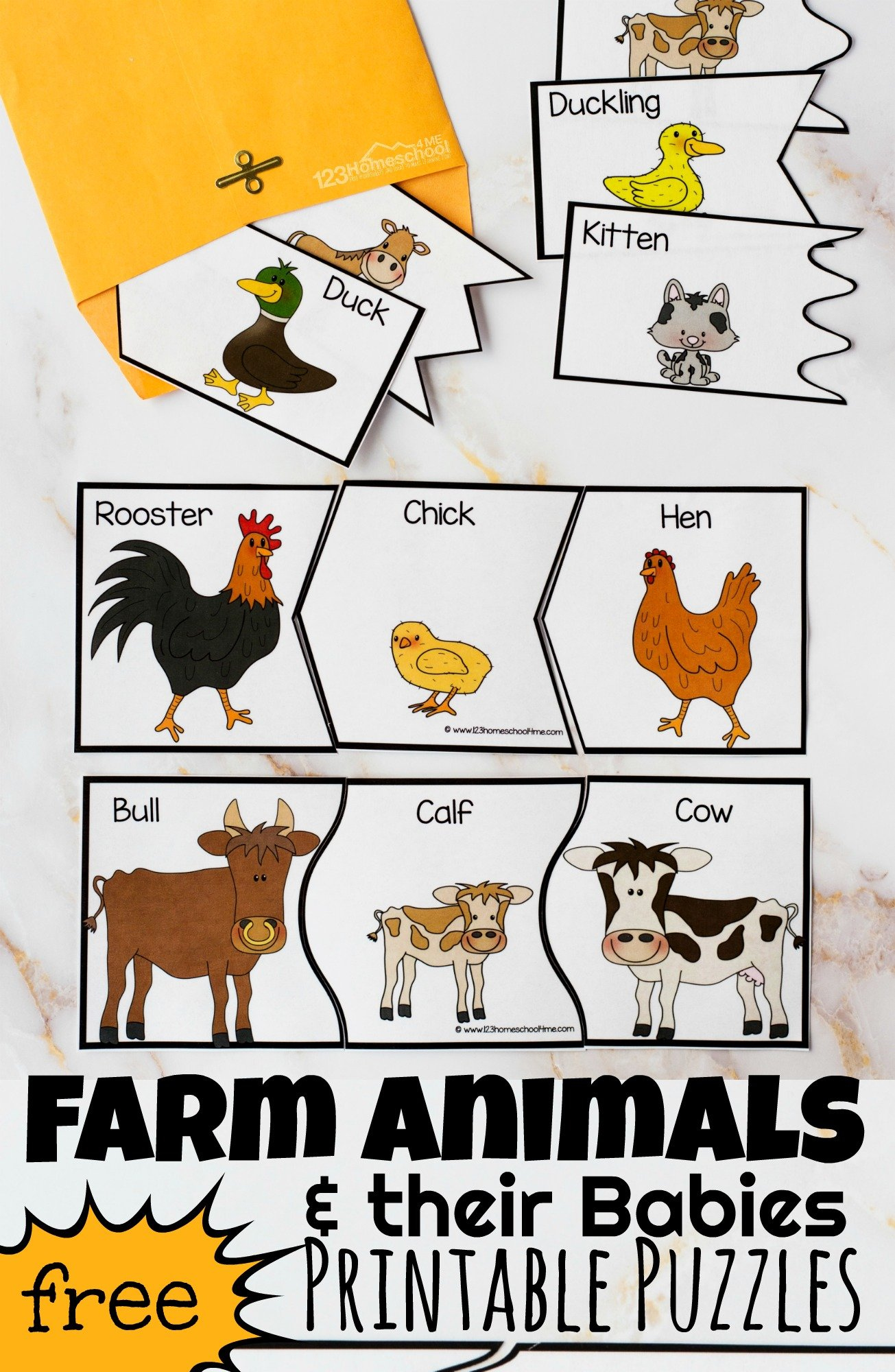 🐔 Free Farm Animals And Their Babies Printables Puzzles Activities pertaining to Free Printable Farm Animal Pictures