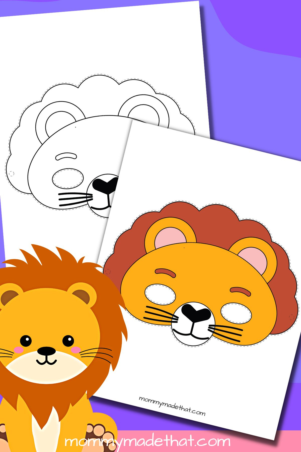 🦁Lion Mask Templates (Free Printables) in Free Printable Lion Mask