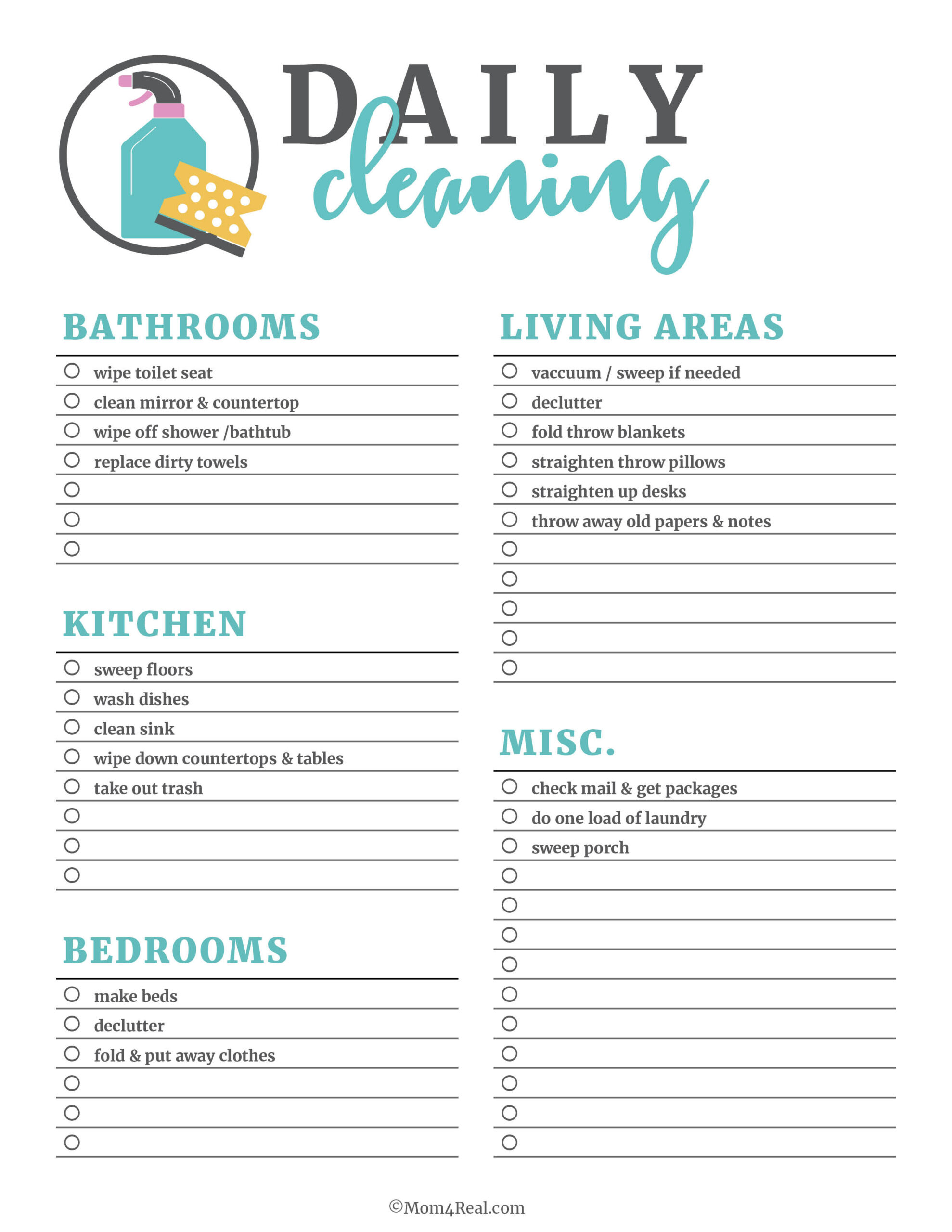 🧹 Printable Cleaning Checklists: Daily, Weekly &amp;amp; Monthly Tasks! for Free Printable Cleaning Schedule