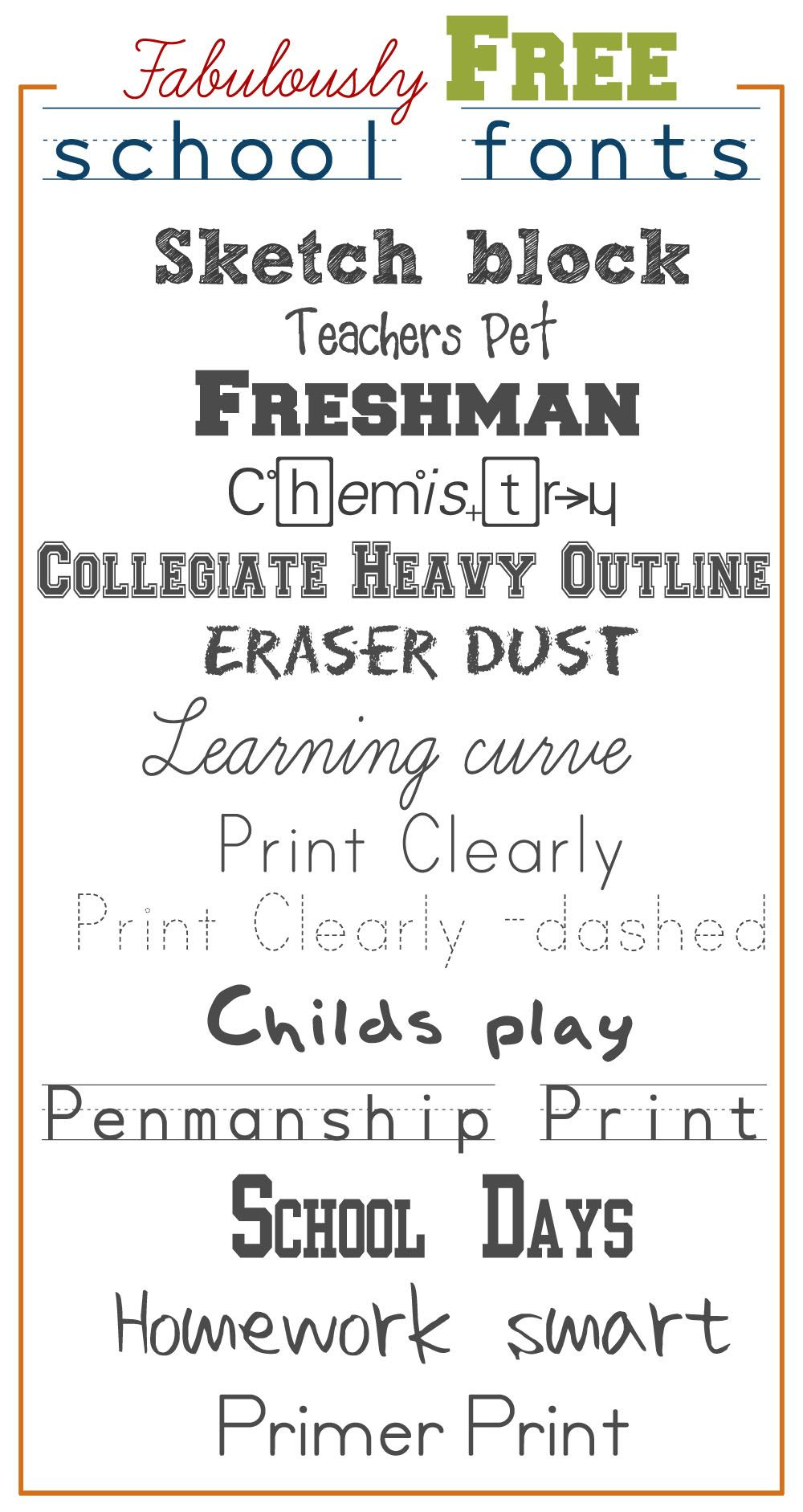 Fabulously Free School Fonts | Free School Fonts, School Fonts throughout Free Printable Fonts