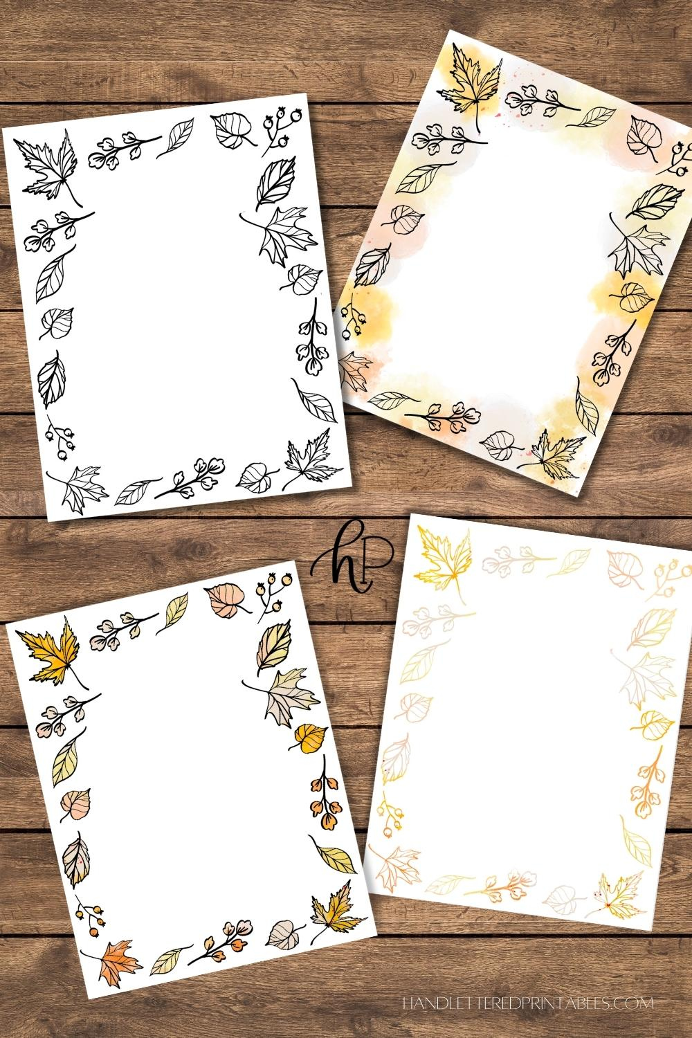 Fall Borders Free Printable Paper With Autumn Leaves - Hand for Free Printable Borders for Cards