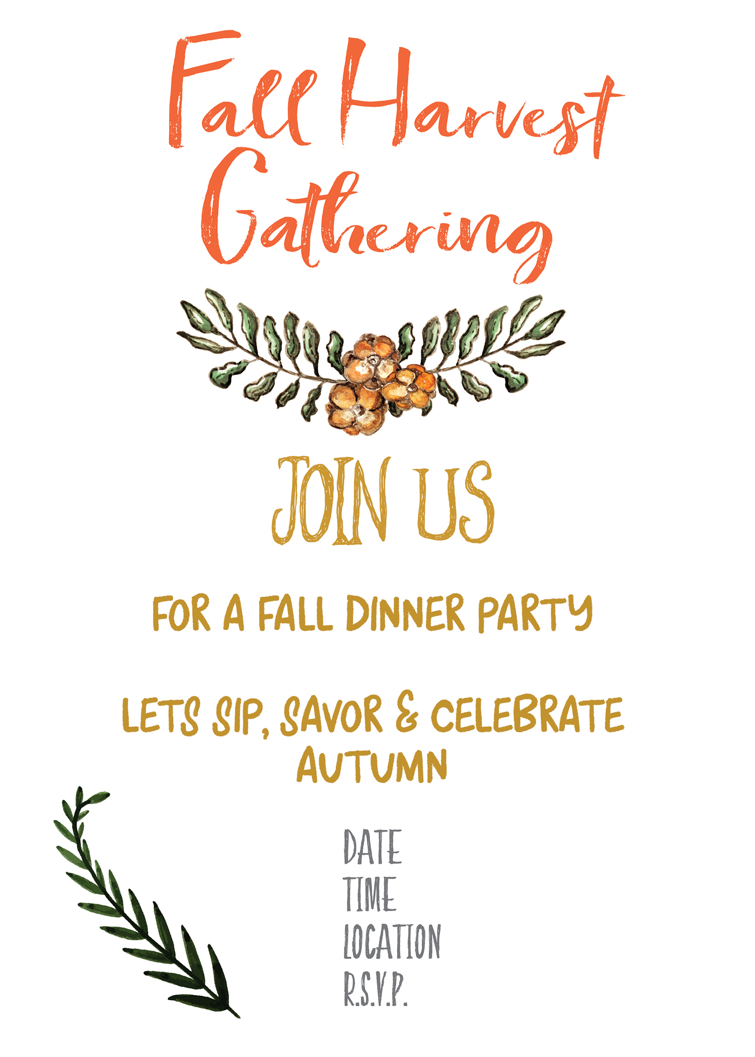 Fall Harvest Party Invitation Printable - Gather For Bread intended for Free Printable Fall Festival Invitations