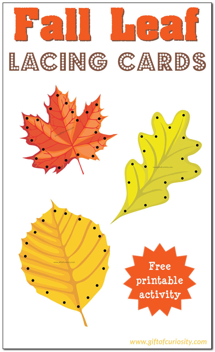 Fall Leaf Lacing Cards {Free Printable} - Gift Of Curiosity pertaining to Free Printable Lacing Cards