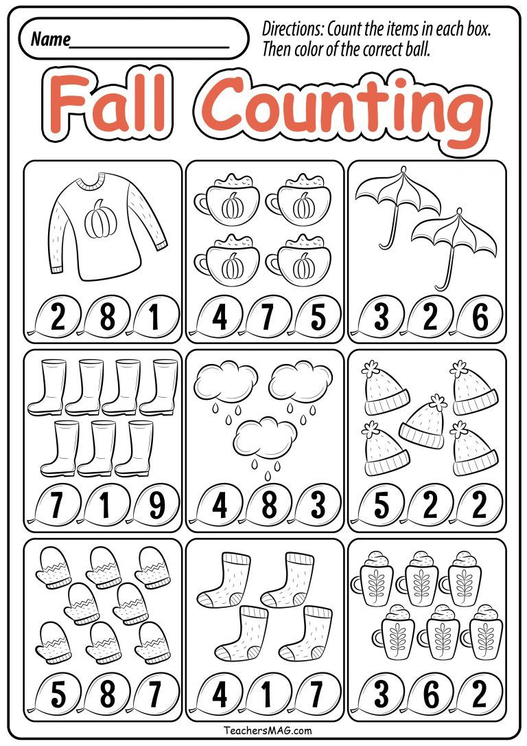 Fall-Themed Preschool Math Worksheets inside Free Printable Fall Math Worksheets