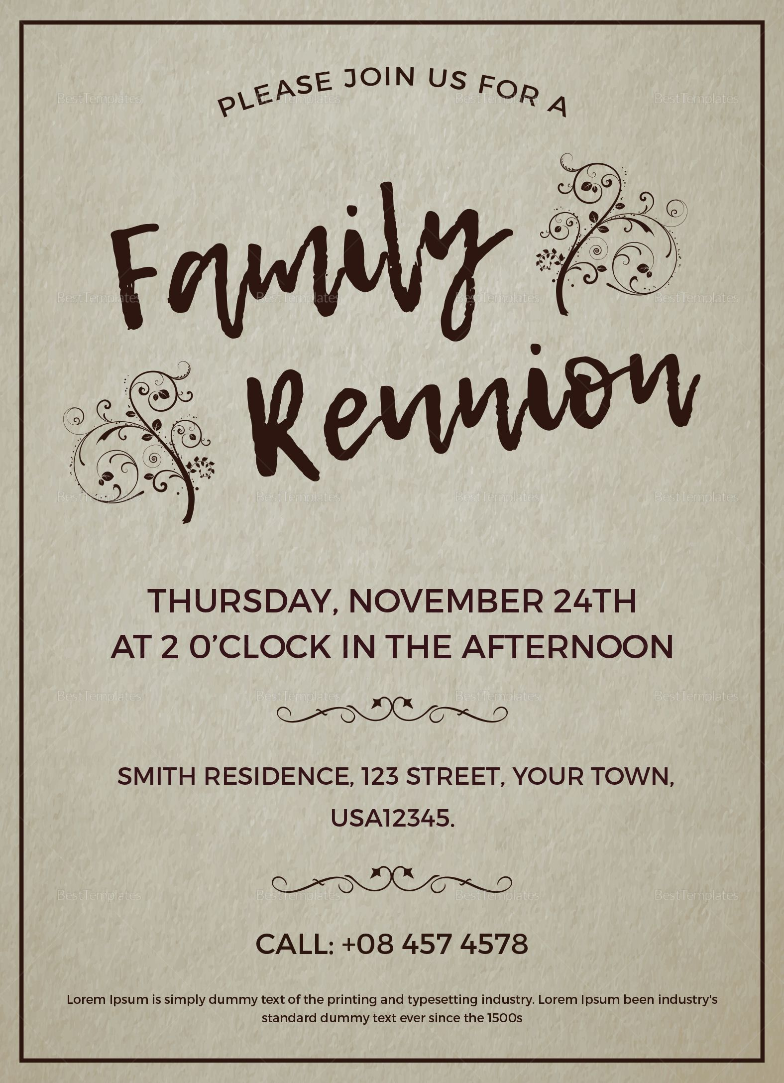 Family Reunion Invitation Template for Free Printable Family Reunion Invitations