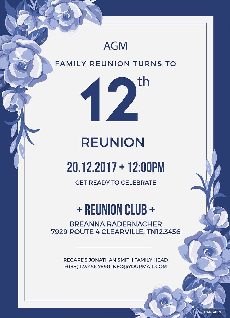 Family Reunion Invitation Template In Illustrator, Publisher, Psd pertaining to Free Printable Family Reunion Invitations