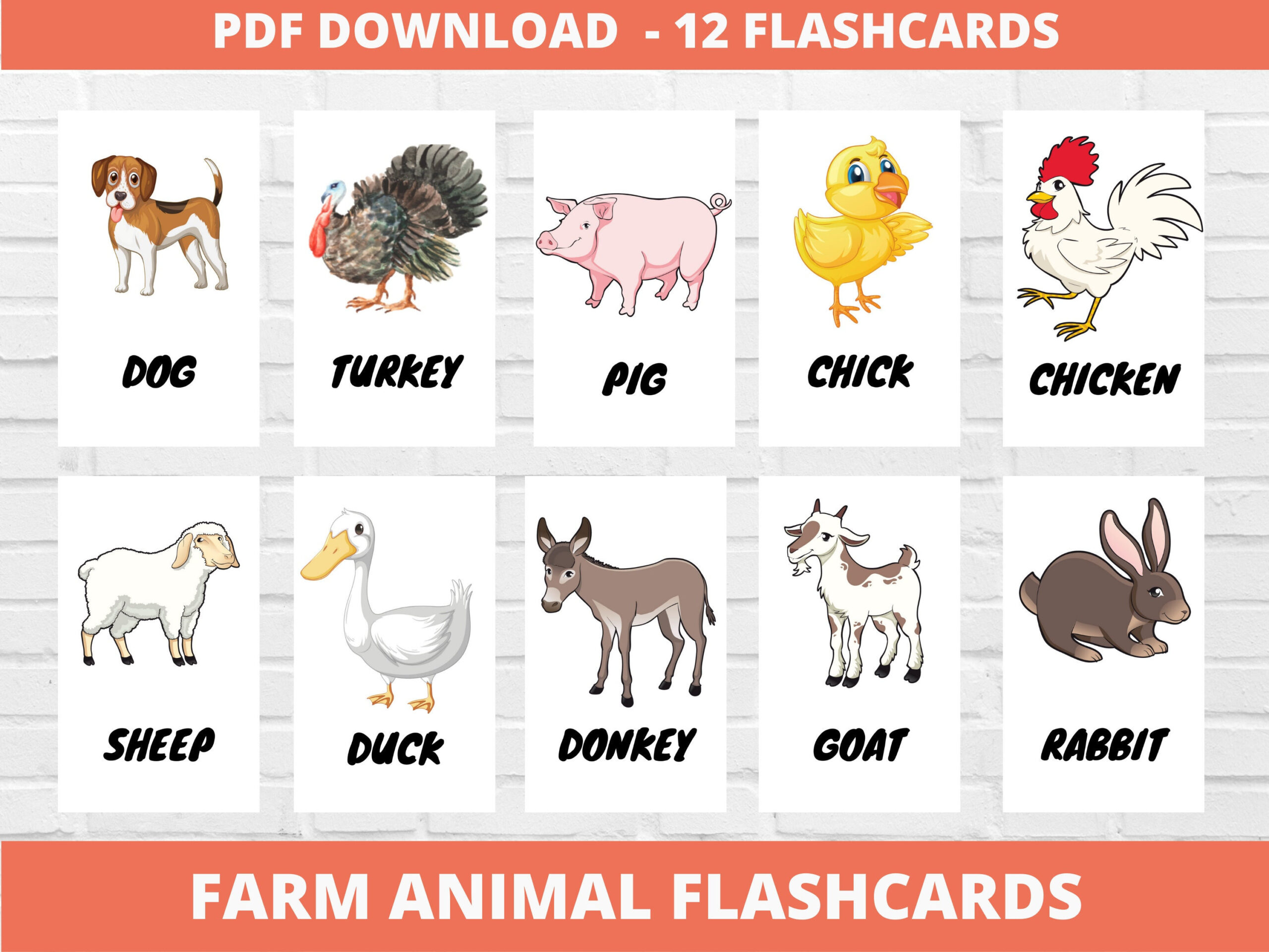 Farm Animal Flashcards, Kindergarten Preschool Printable with regard to Free Printable Farm Animal Flash Cards