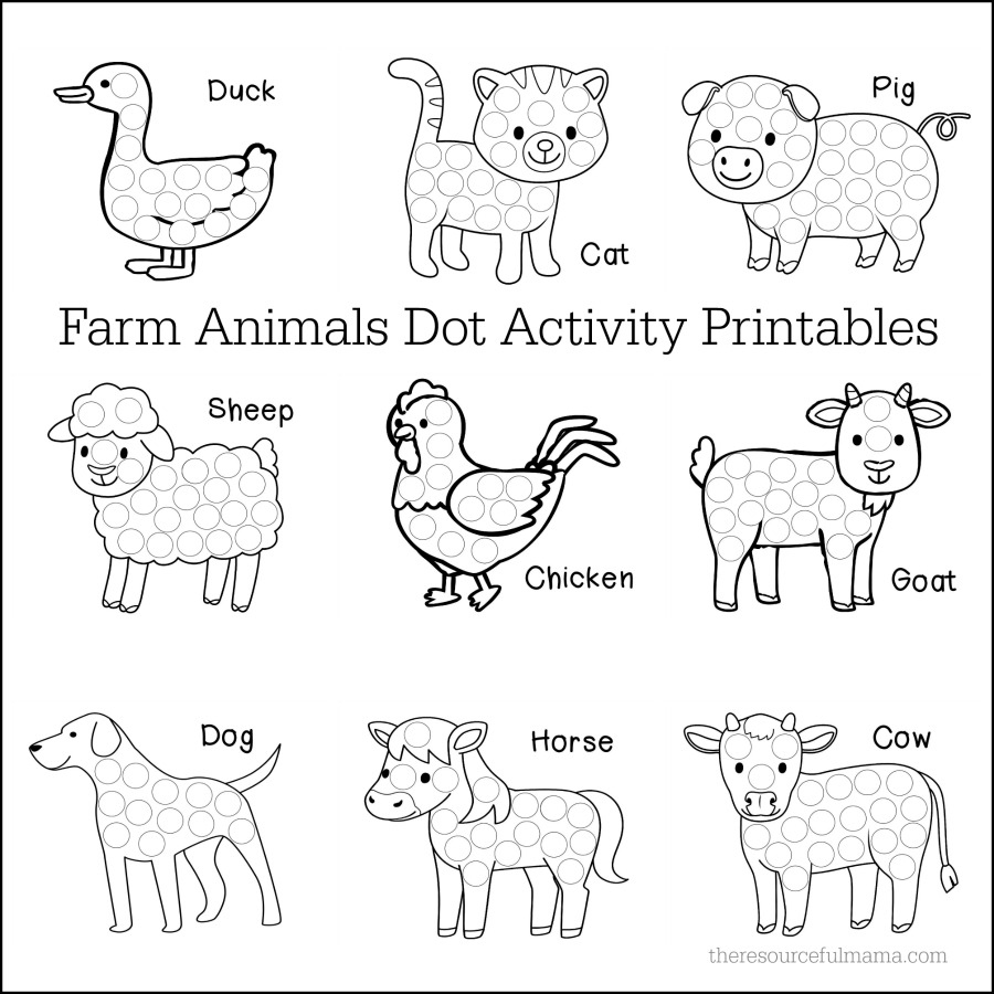 Farm Animals Dot Activity Printables - The Resourceful Mama within Free Printable Farm Animals