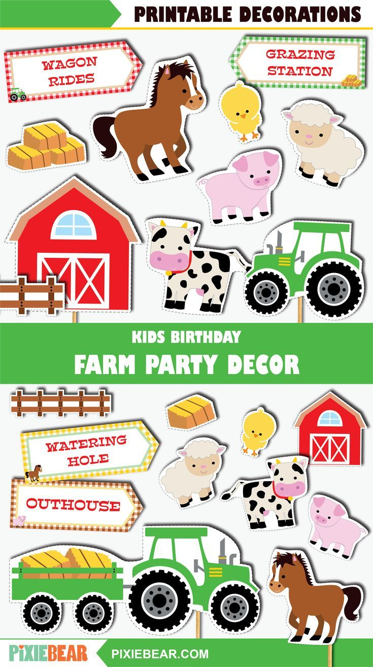 Farm Cutouts Printable Farm Birthday Decoration, Farm Party Signs inside Free Printable Farm Animal Cutouts