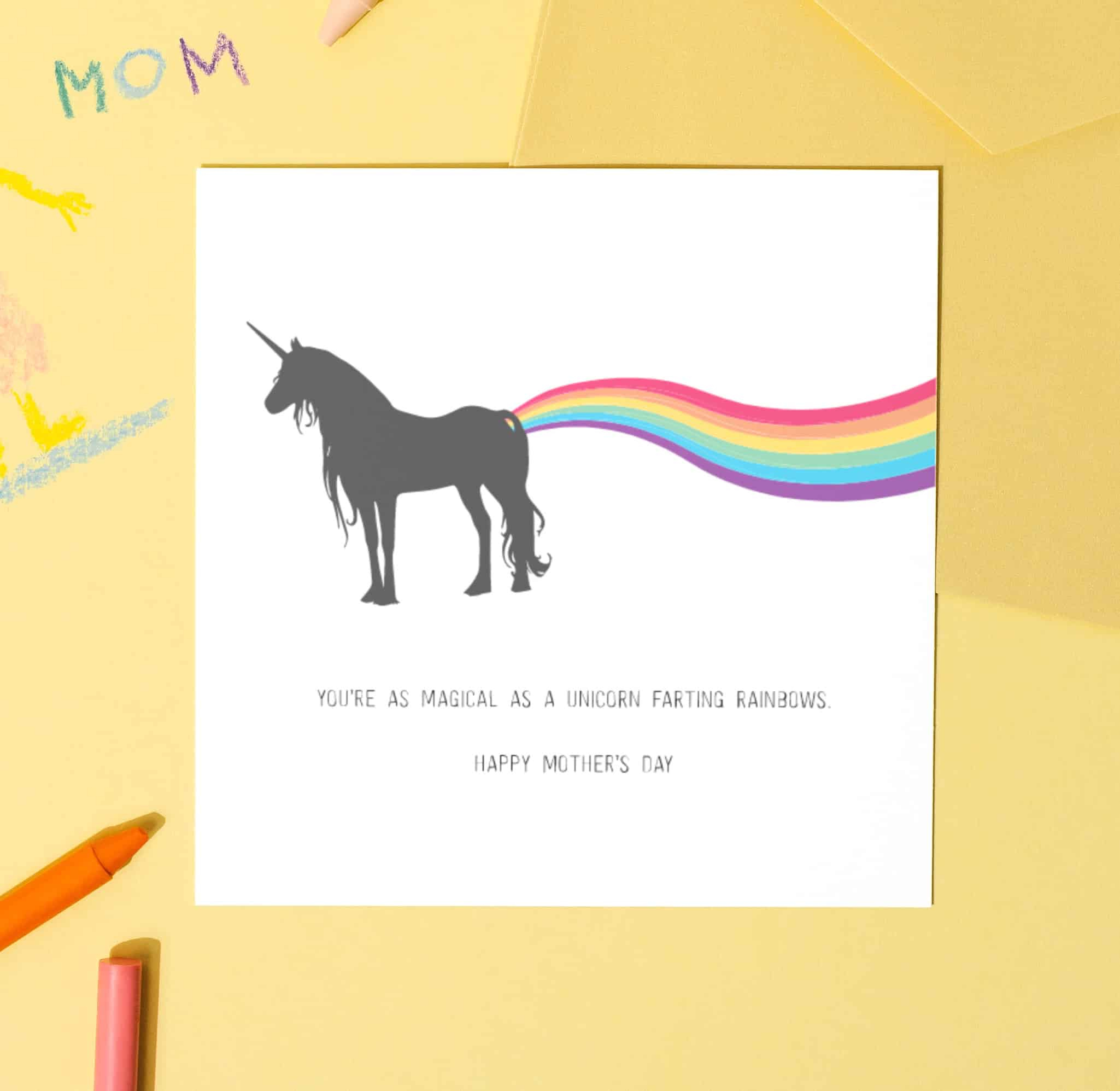 Farting Unicorn Funny Mother&amp;#039;S Day Free Printable Card in Free Printable Funny Mother&amp;amp;#039;s Day Cards