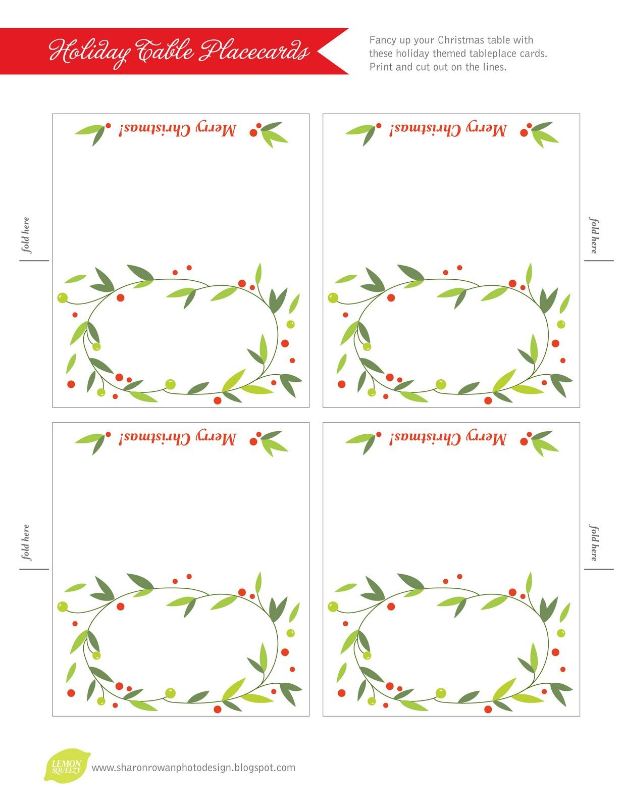 Festive Christmas Table Place Cards inside Christmas Table Name Cards Free Printable