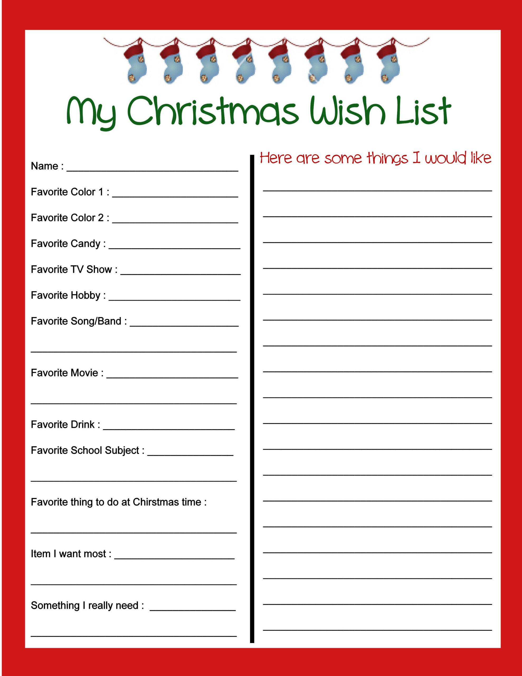 Festive Fun: Printable Christmas Wish List For Kids! inside Free Printable Christmas List