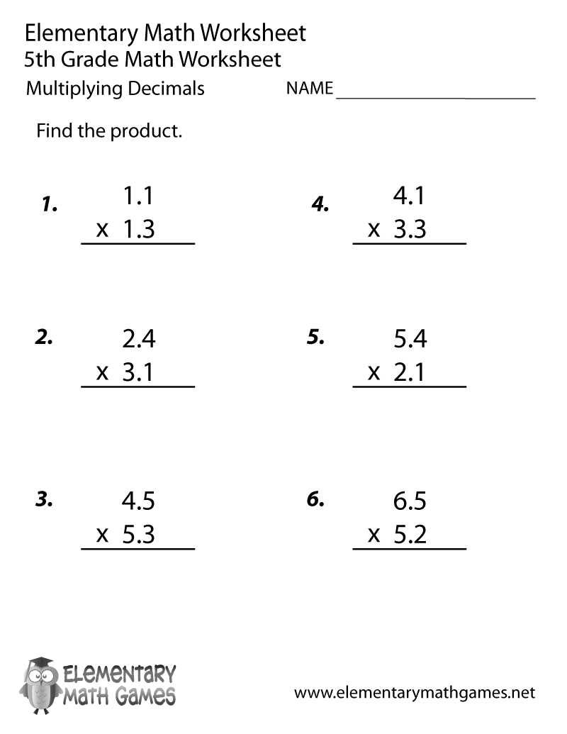 Fifth Grade Decimals Multiplication Worksheet | Decimals with regard to Free Printable Multiplying Decimals Worksheets