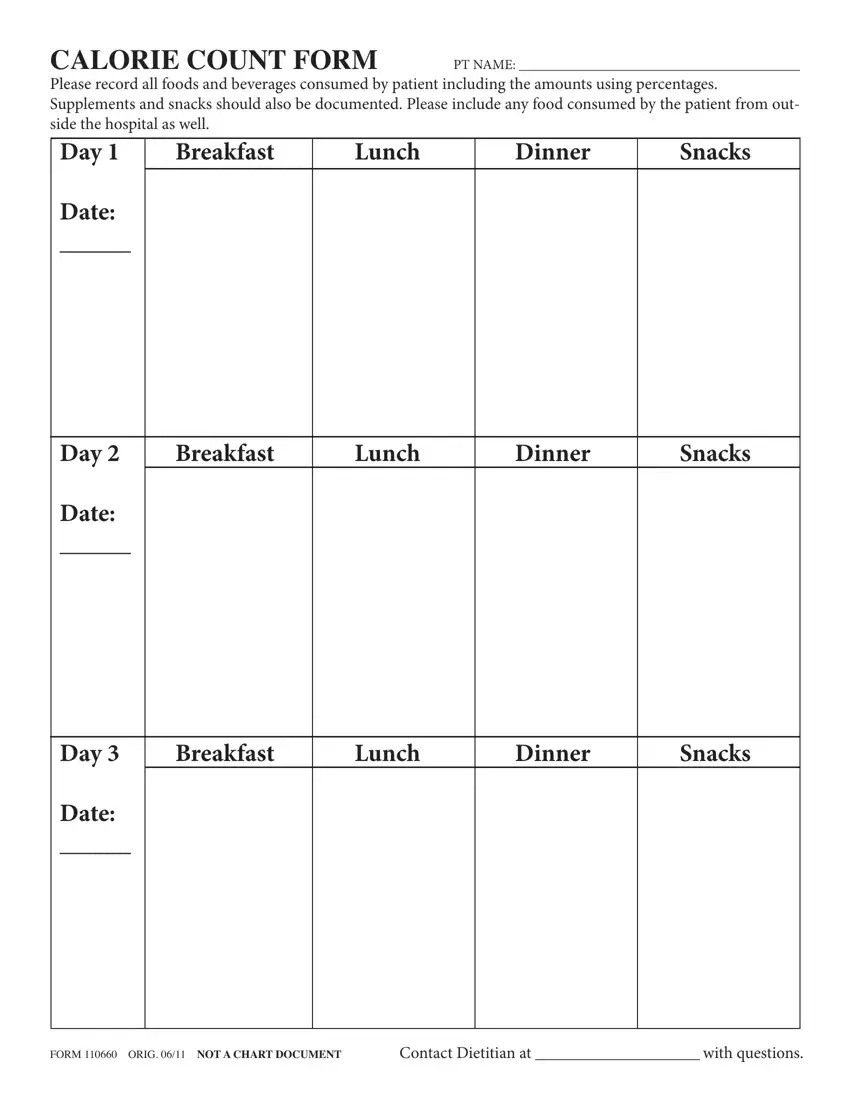 Fillable Calorie Count Form ≡ Fill Out Printable Pdf Forms Online within Free Printable Calorie Counter Sheet