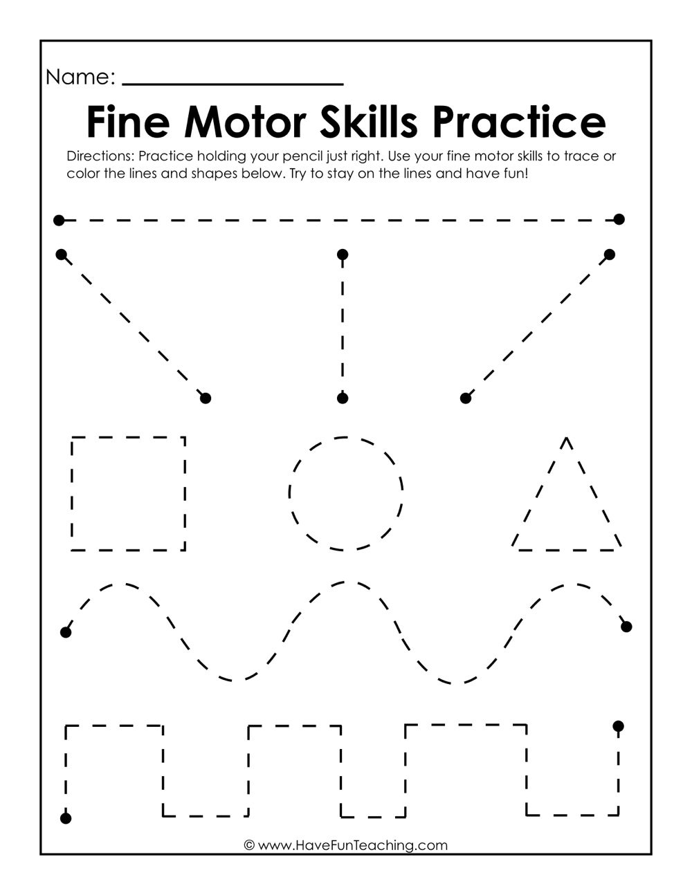 Fine Motor Skills Practice Worksheet with regard to Free Printable Fine Motor Skills Worksheets