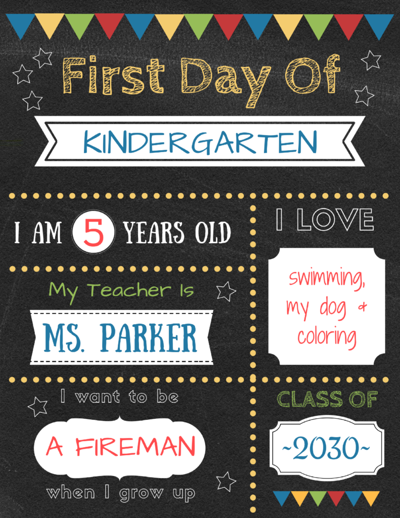 First Day Of School Chalkboard Poster within Free Printable First Day of School Signs
