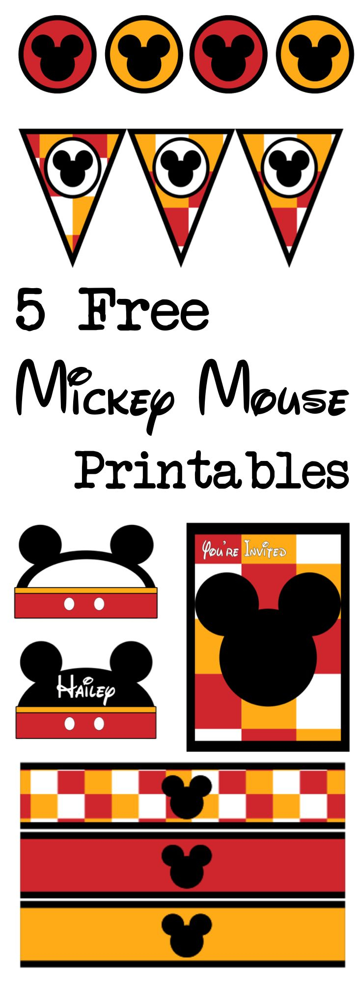 Five Mickey Mouse Free Printables - Paper Trail Design | Free pertaining to Free Printable Mickey Mouse Decorations