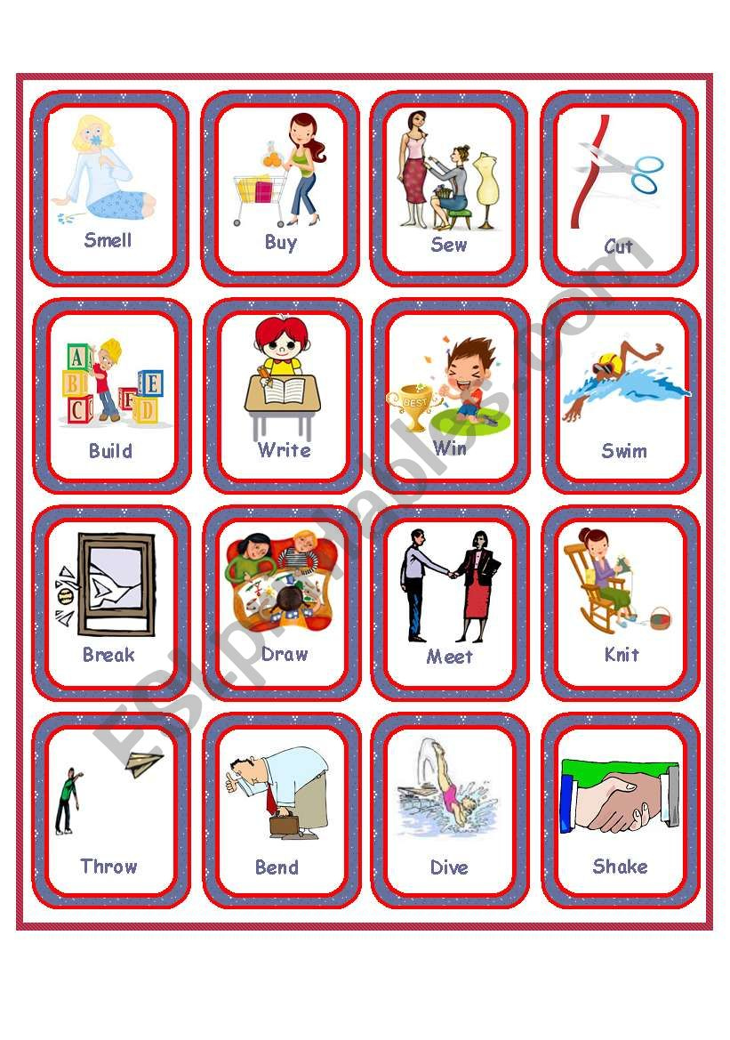 Flashcards - Irregular Verbs - Set 2 - Esl Worksheetanna P inside Irregular Verbs Flashcards Printable Free