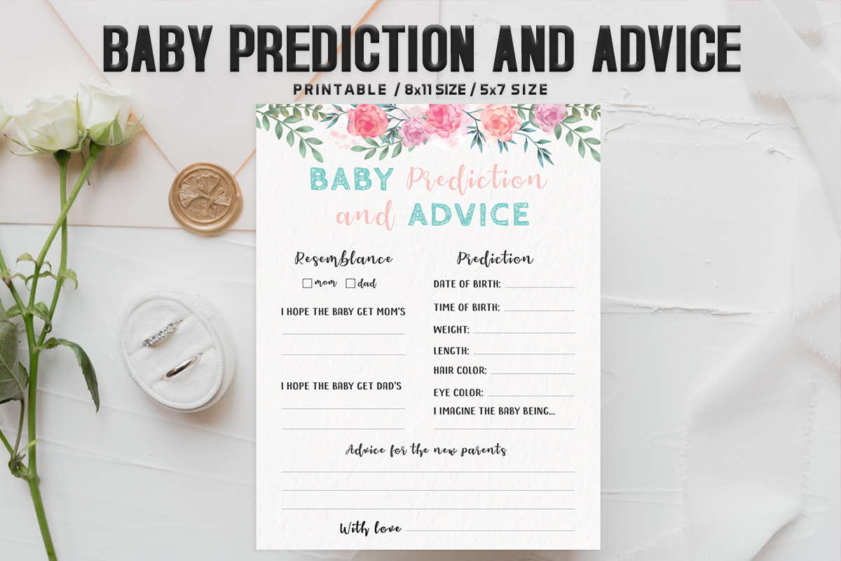 Floral Baby Prediction And Advice Printable - Free Download pertaining to Baby Prediction And Advice Cards Free Printable