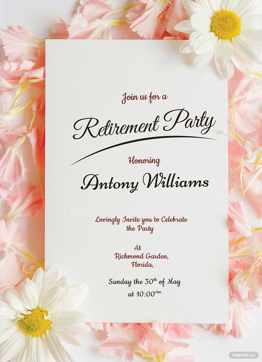 Floral Retirement Party Invitation Template In Illustrator, Word in Free Printable Retirement Party Flyers