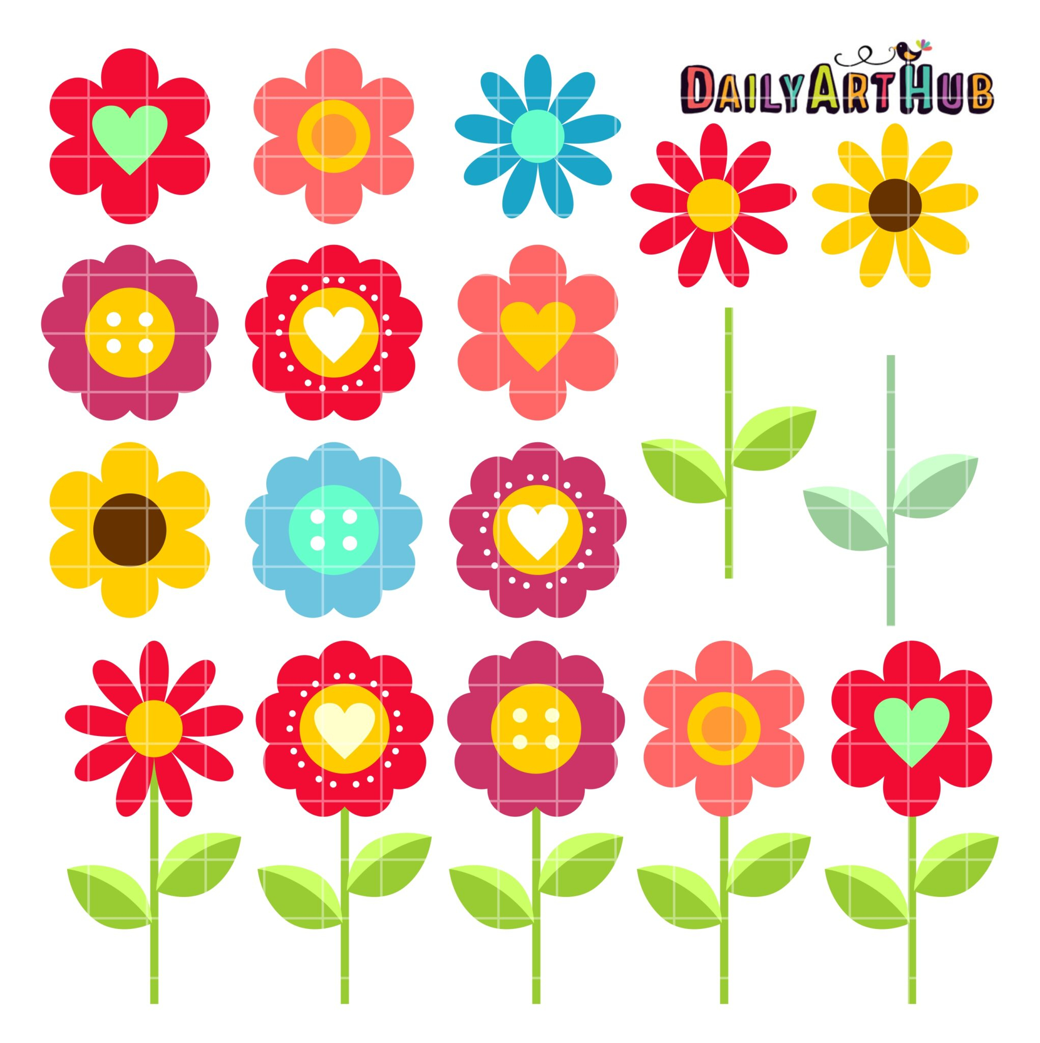 Flower Blooms Clip Art Set in Free Printable Clipart Of Flowers