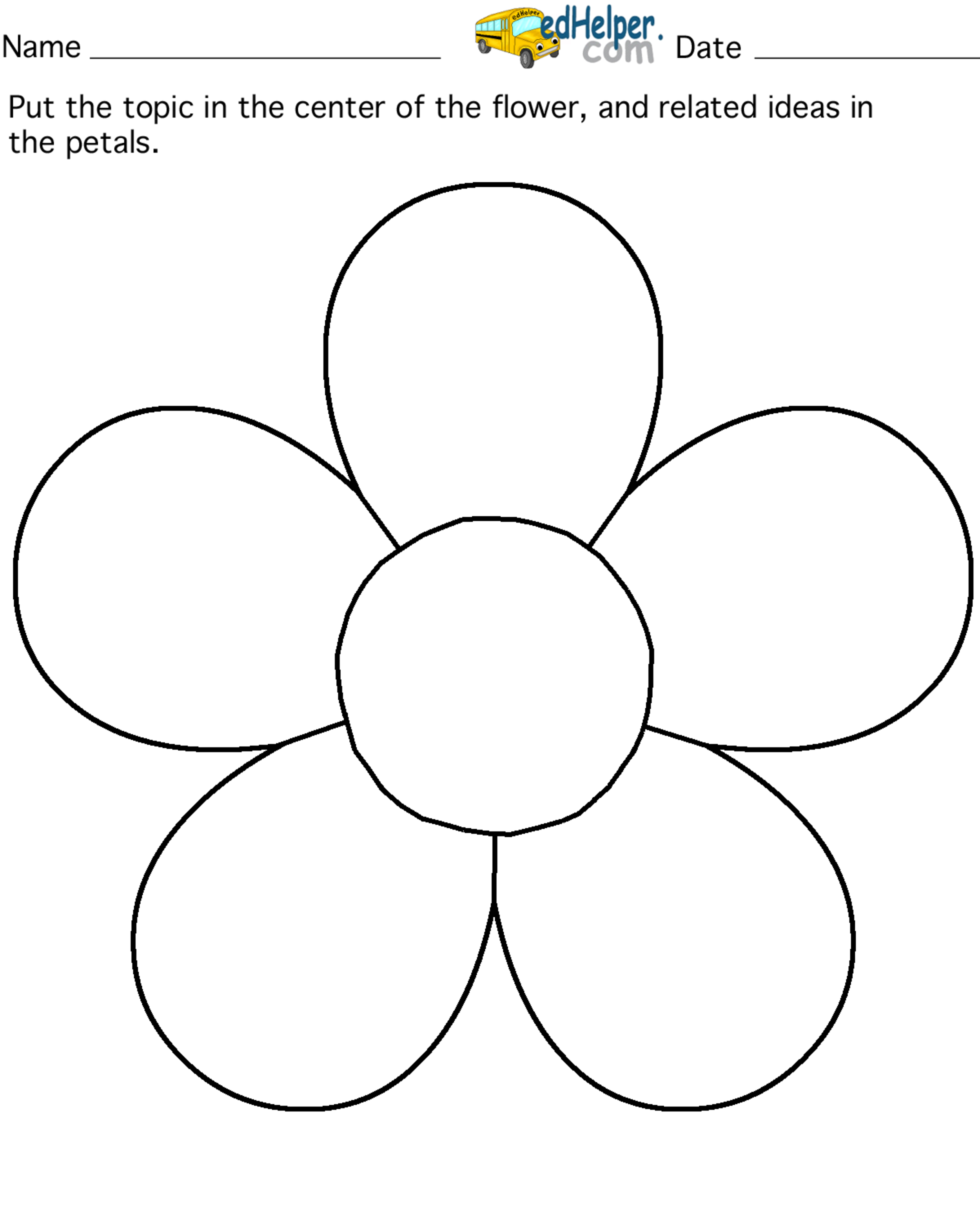 Flower Petal Coloring Pages with regard to 5 Petal Flower Template Free Printable