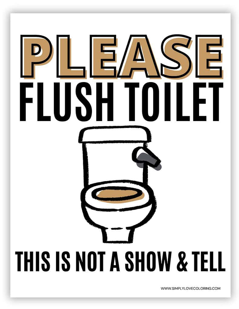 Flush The Toilet Signs (Free Pdf Printables) - Simply Love Coloring inside Free Printable Please Flush Toilet Sign