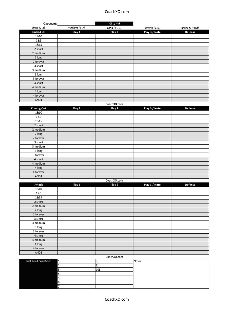 Football Play Call Sheet Template - Fill Online, Printable inside Free Printable Football Play Sheets