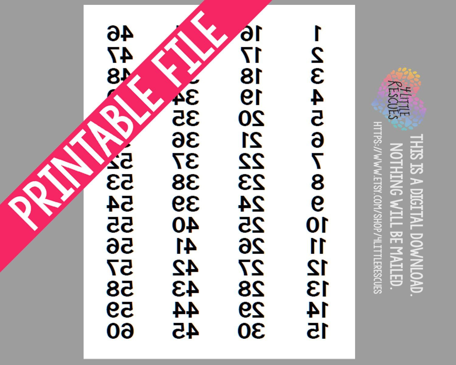 Forward And Reverse Mirror Image Labels Tags Numbers 1-1020 for Free Printable Mirrored Numbers