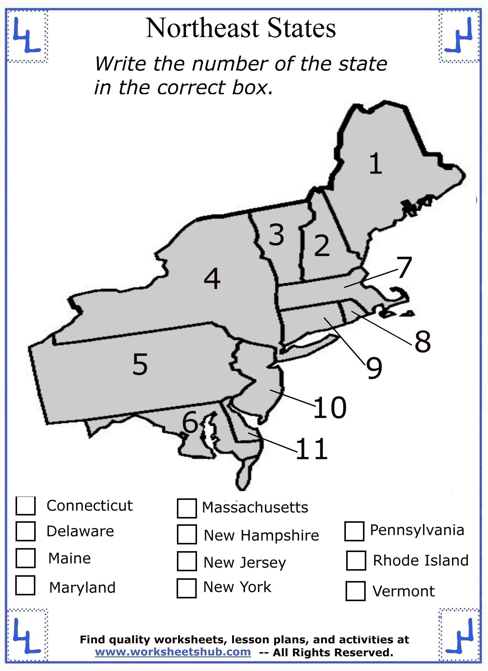 Fourth Grade Social Studies - Northeast Region States And Capitals intended for Free Printable 8th Grade Social Studies Worksheets