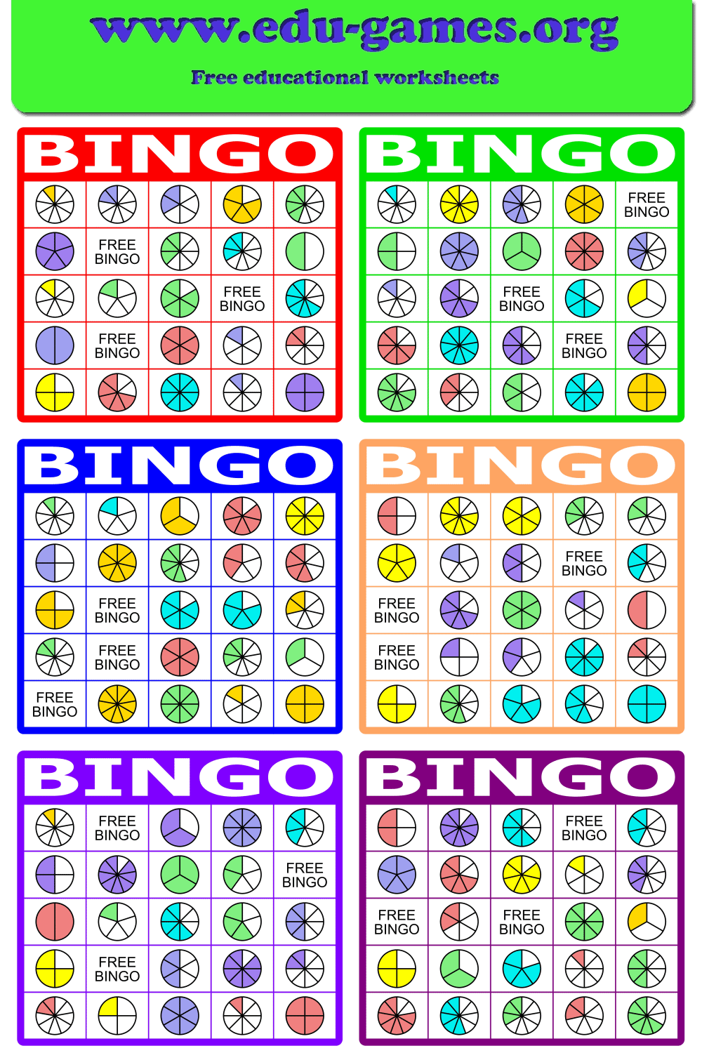 Fraction Bingo | Free Printable Pdf Bingo Cards within Fraction Bingo Cards Printable Free