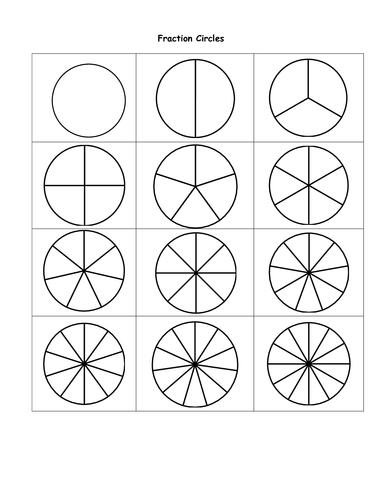 Fraction Circles, Circle Template, Fractions throughout Free Printable Blank Fraction Circles