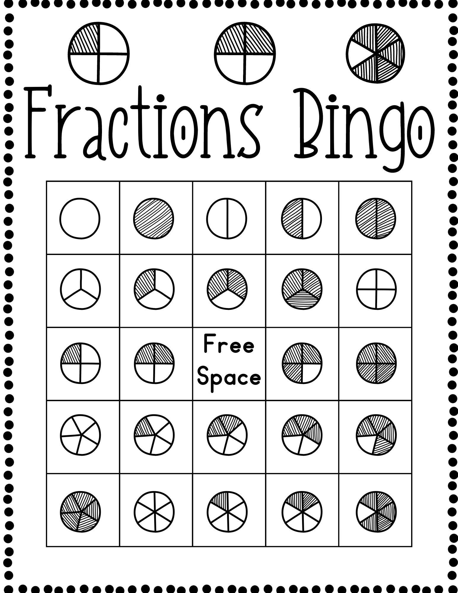 Fractions Bingo Math Printable. Educational Games - Etsy with Fraction Bingo Cards Printable Free