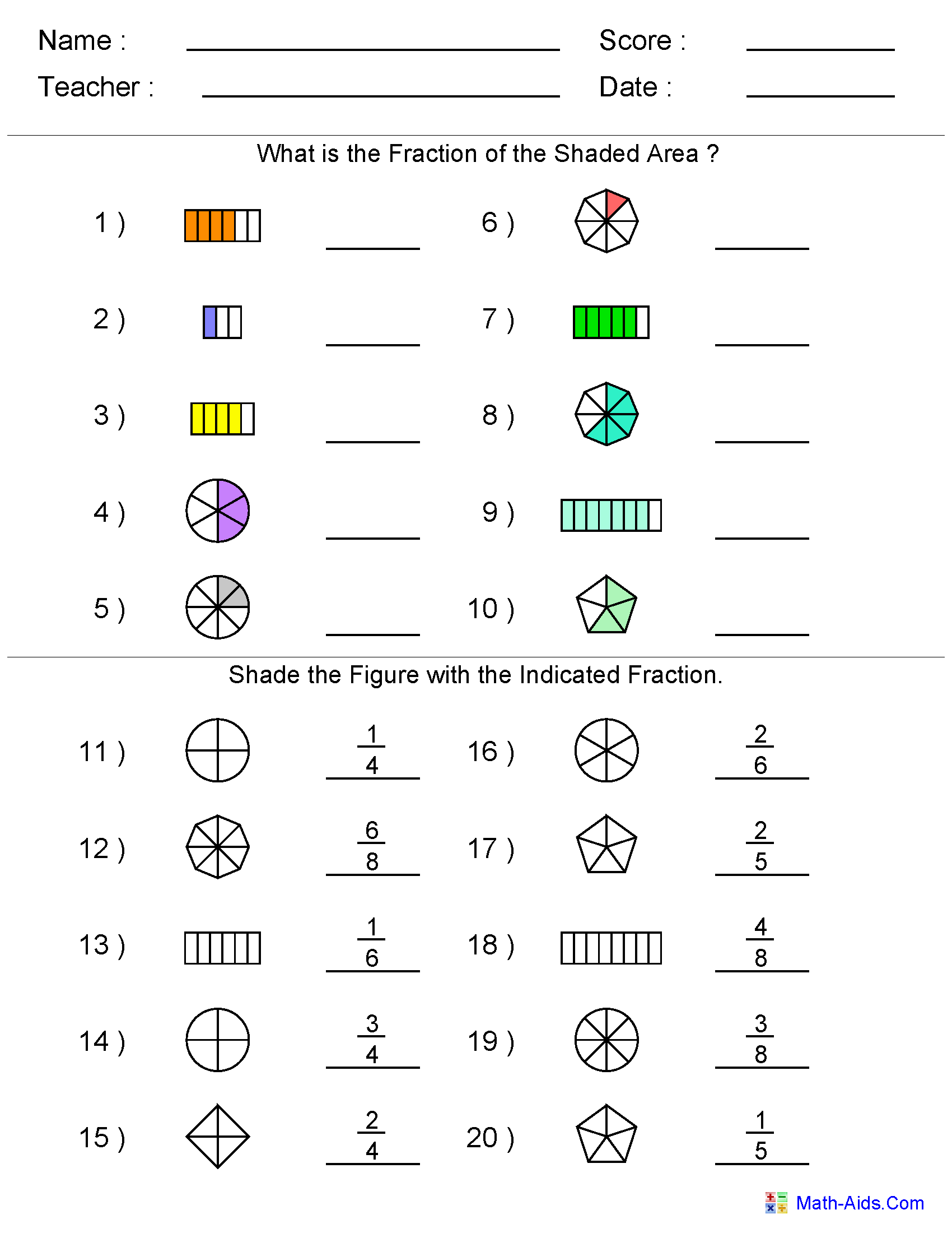 Fractions Worksheets | Printable Fractions Worksheets For Teachers pertaining to Free Printable Fraction Worksheets