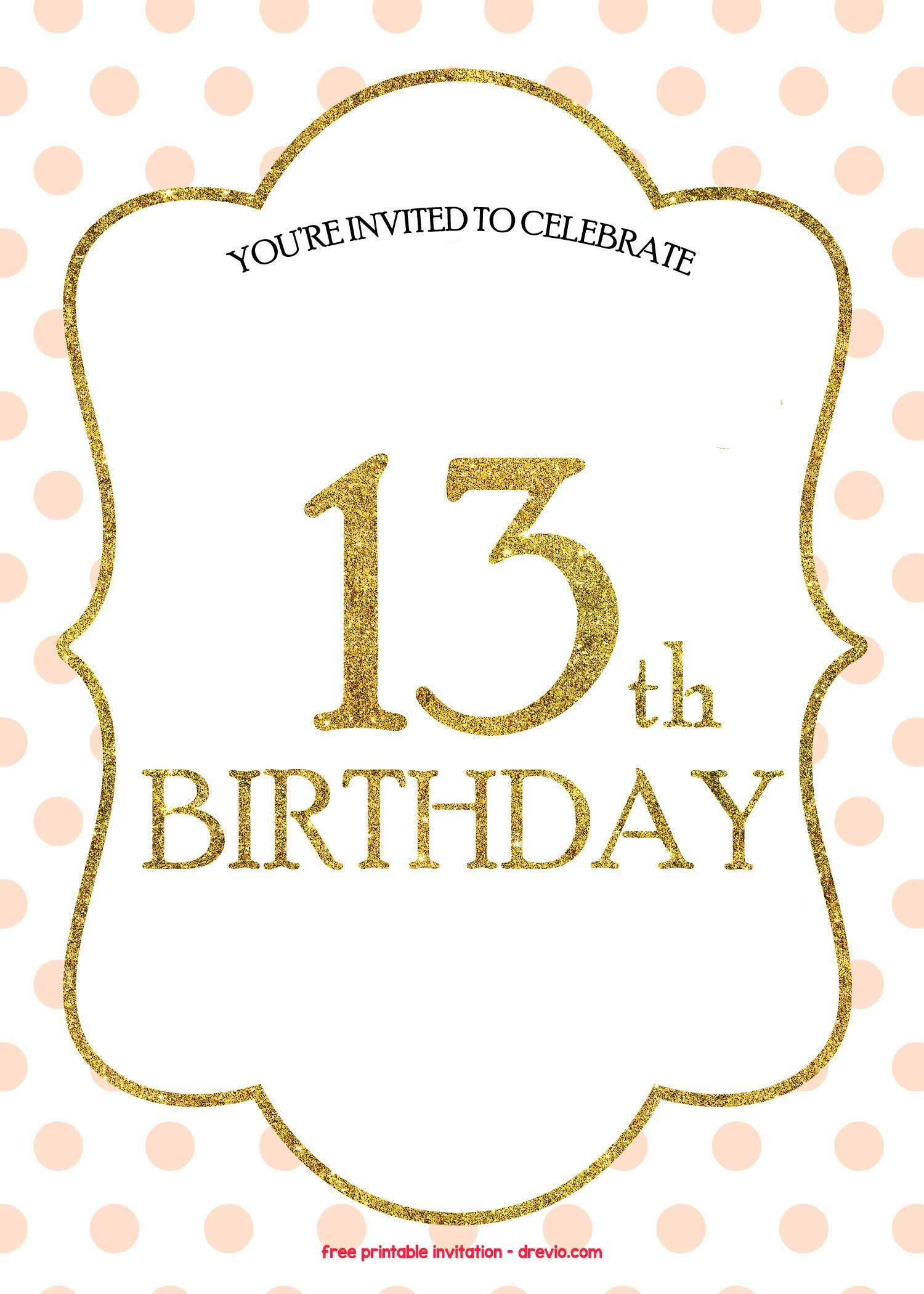 Free 13Th Birthday Invitations Templates | 13Th Birthday for 13Th Birthday Cards Printable Free